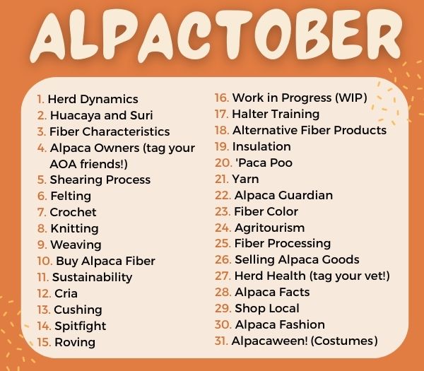 Posting schedule for #Alpactober